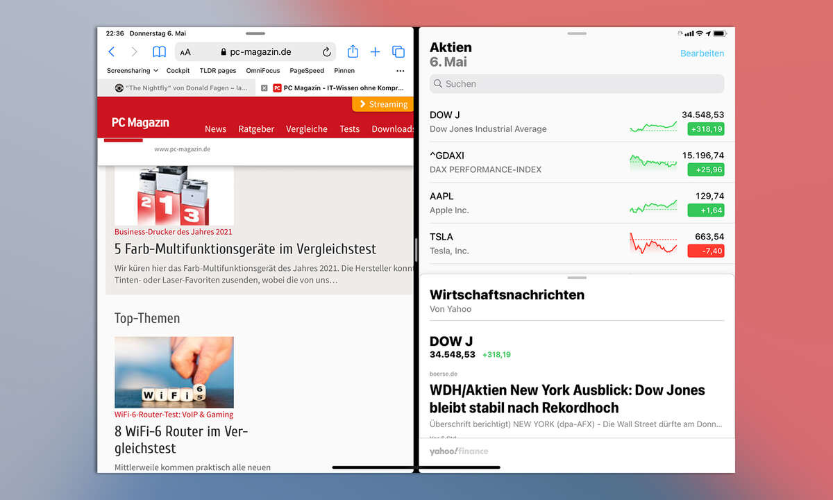 Multitasking iPadOS 14: Split View Display Aufteilung