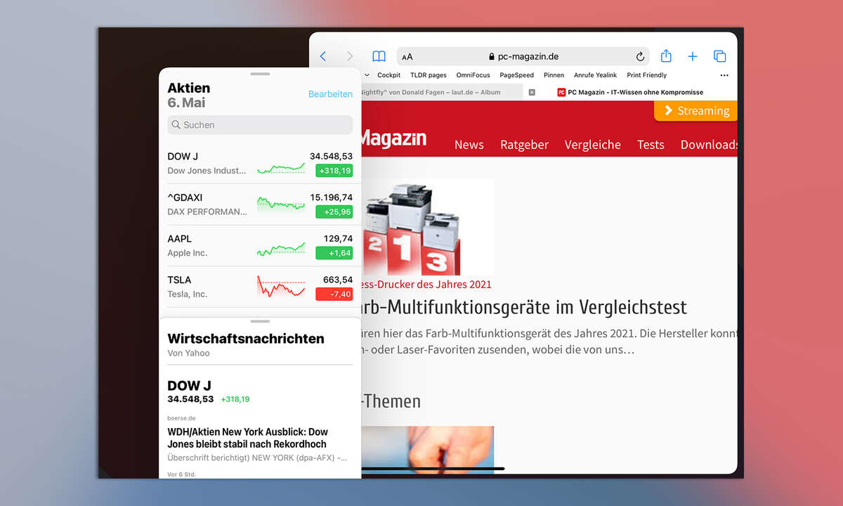 Multitasking iPadOS 14: Split View Seitentausch