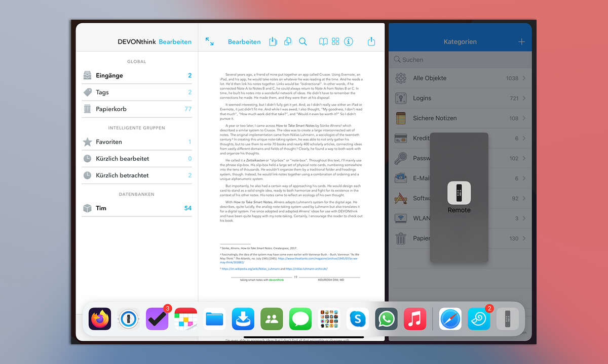 Multitasking iPadOS 14: App in Split View tauschen