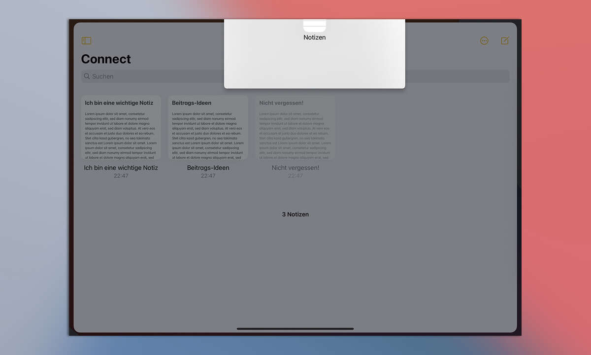Multitasking iPadOS 14: Notiz in eigenem Fenster öffnen