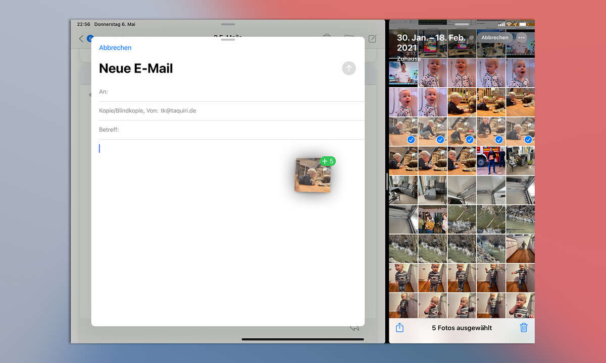 Multitasking iPadOS 14: Drag and Drop von Fotos