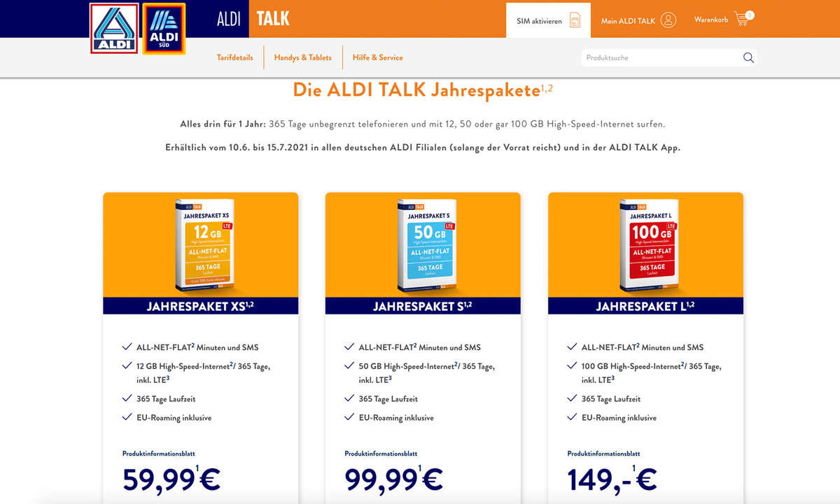 Aldi Talk Jahrespaket 2021