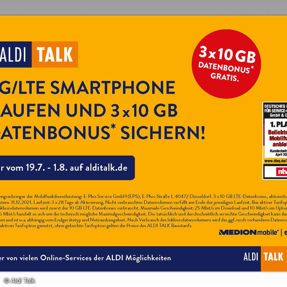 ALDI Talk Mehr Datenvolumen und höhere Geschwindigkeit connect
