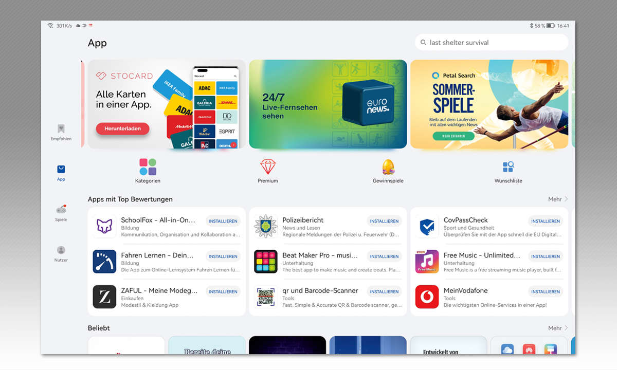 Huawei MatePad Pro 12.6 im Test: Screenshot