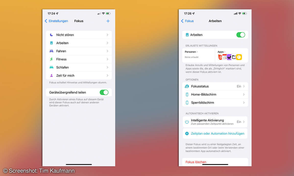 iOS 15 Fokus