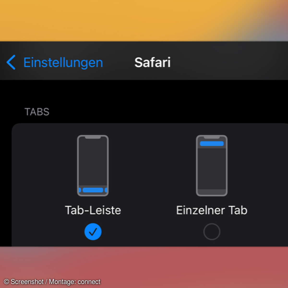 iOS 15 Safari Einstellungen Tableiste