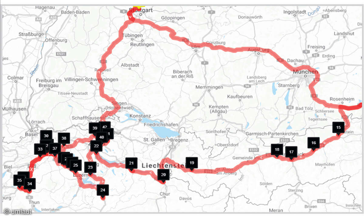 Ladenetztest 2021: Unsere Testfahrzeuge & Testrouten - Schweiz