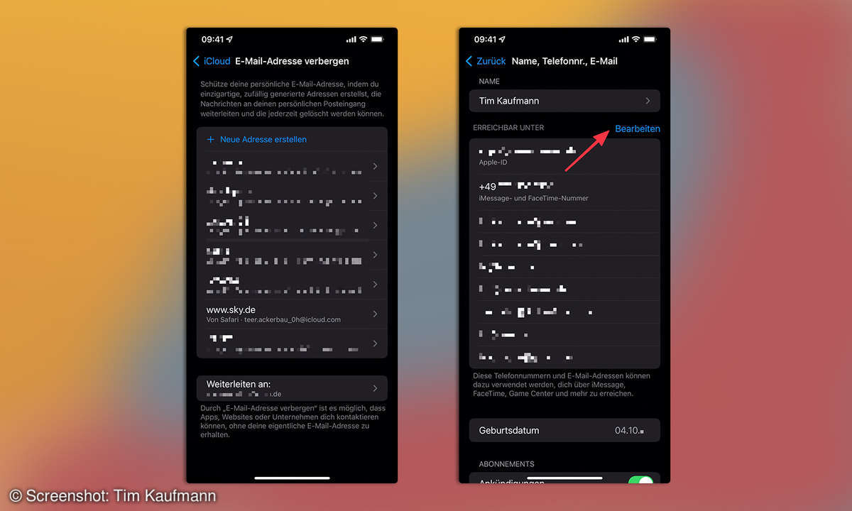 iOS 15: Mit Apple anmelden