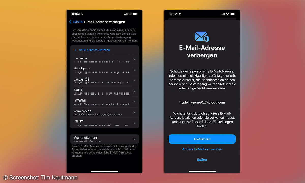iOS 15: Mit Apple anmelden