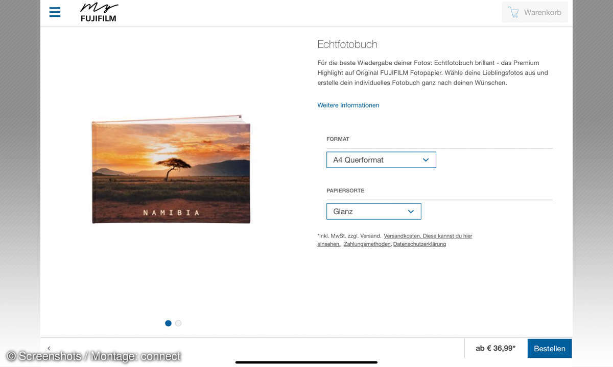 Fotobuch-Apps: Fujifilm im Test - App-Screenshot