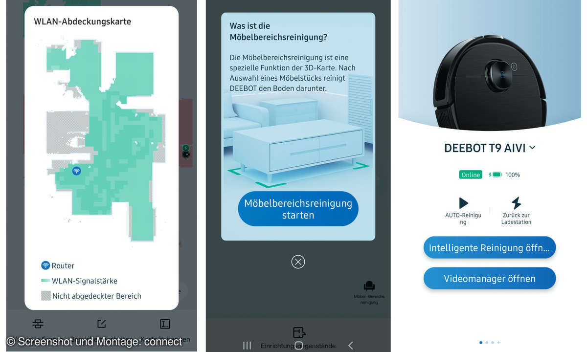 Saugroboter-App-Screenshots