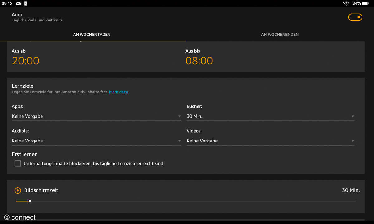 Kindermodus: Kids+ von Amazon - Screenshot Einstellungen Zeitlimits