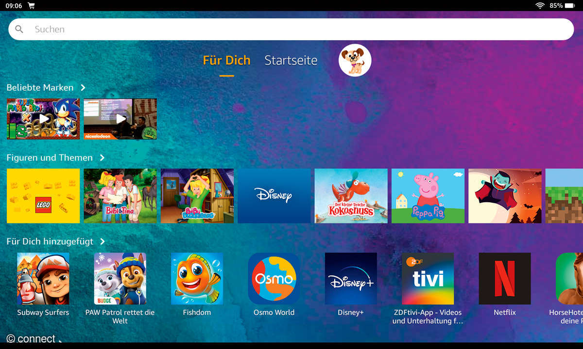 Kindermodus: Kids+ von Amazon - Screenshot Homescreen