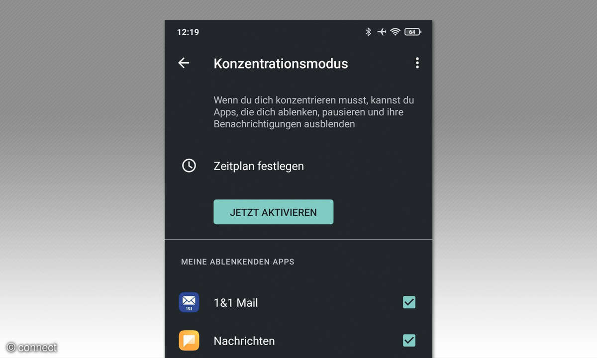 Android: Konzentrationsmodus - Screenshot