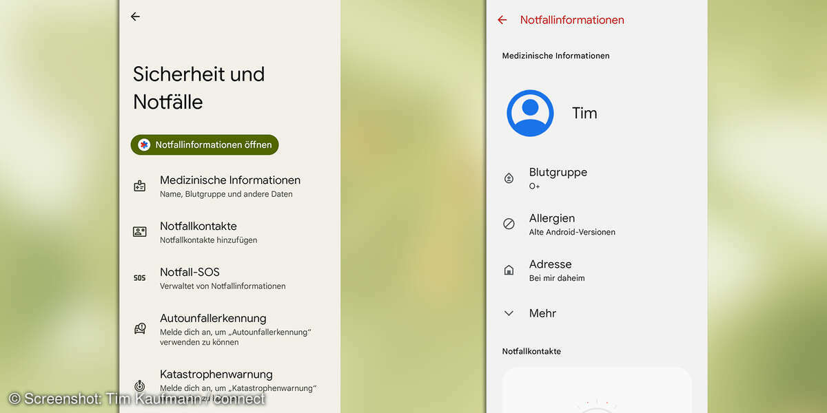 Android 12: Notfallinfos hinterlegen
