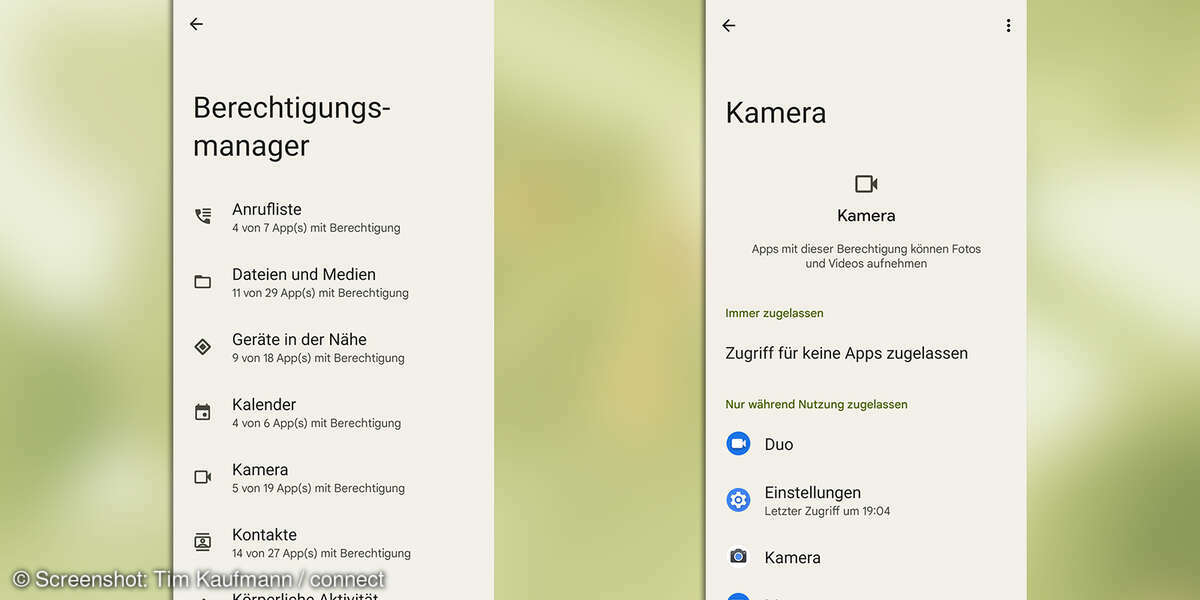 Android 12: Berechtigungsmanager