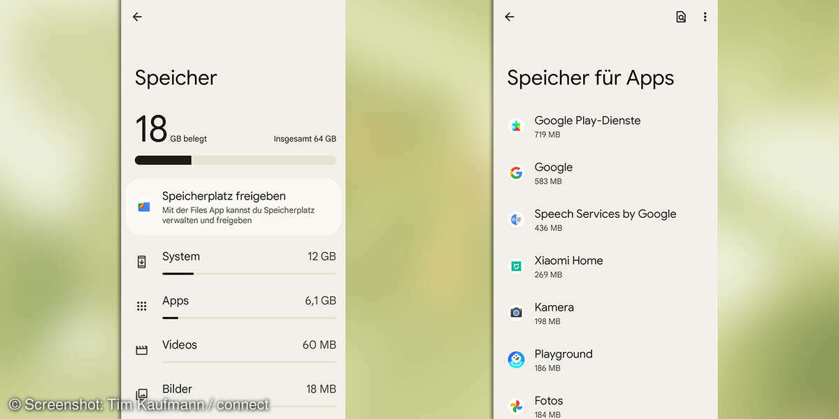 Android 12: Speicherplatz verwalten