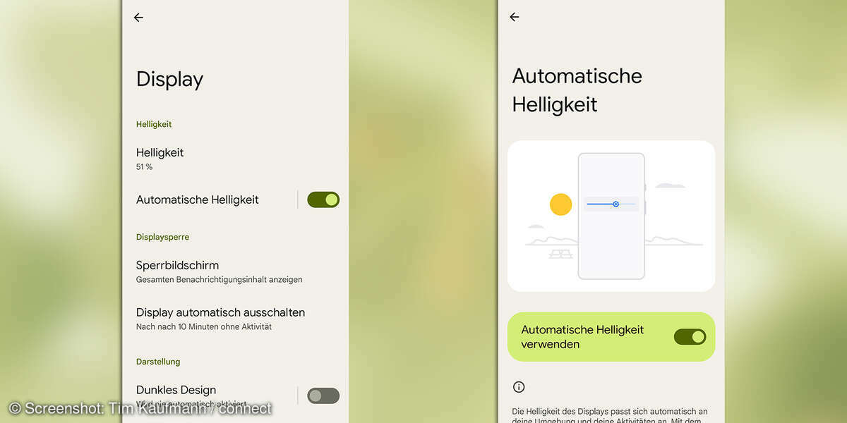 Android 12: Display-Helligkeit