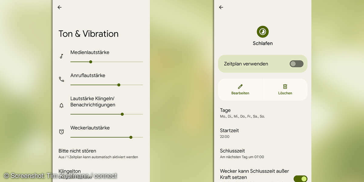 Android 12: Ton und Vibration