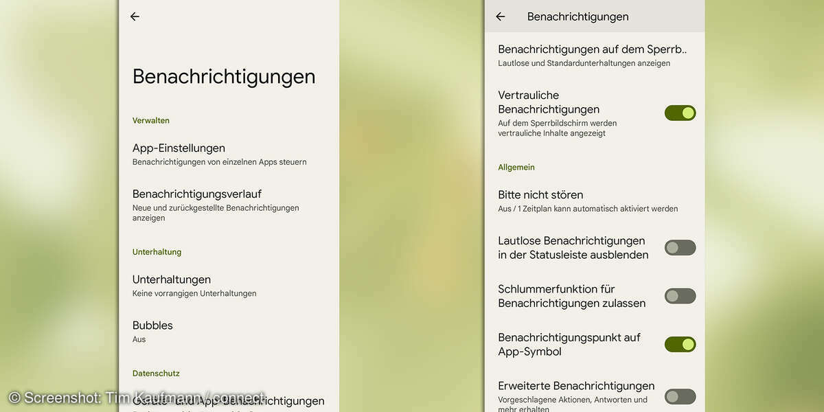 Android 12: Benachrichtigungen