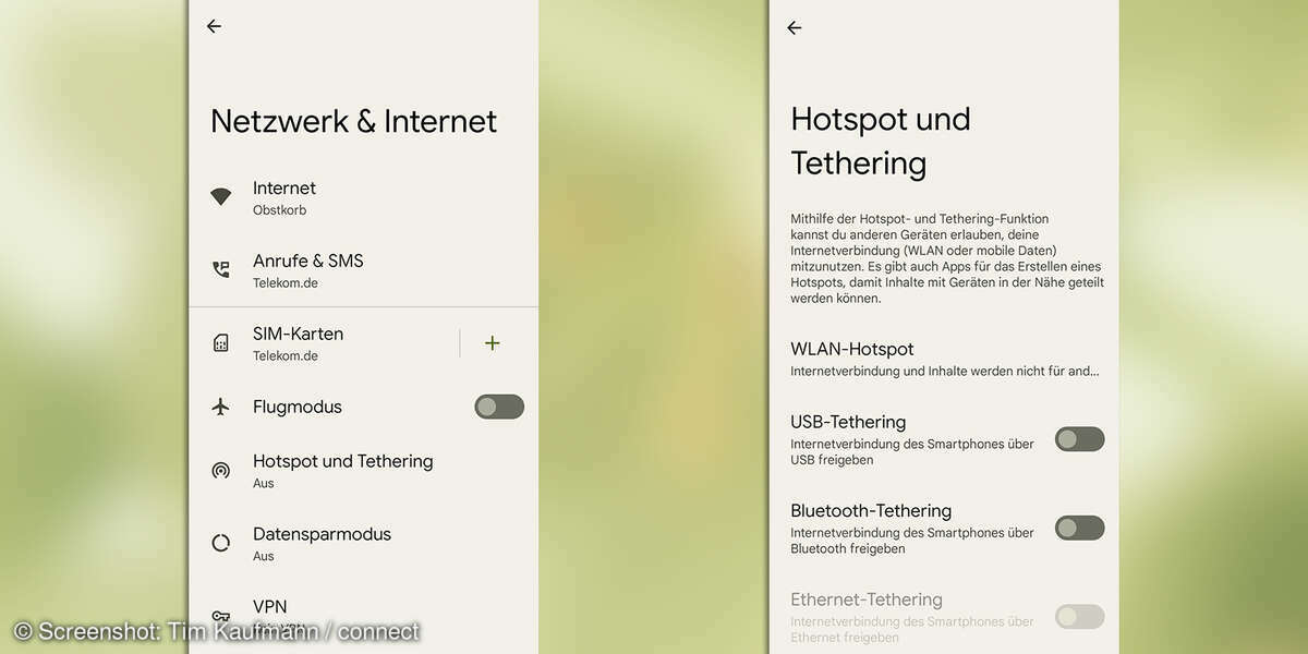 Android 12: Hotspot und Tethering