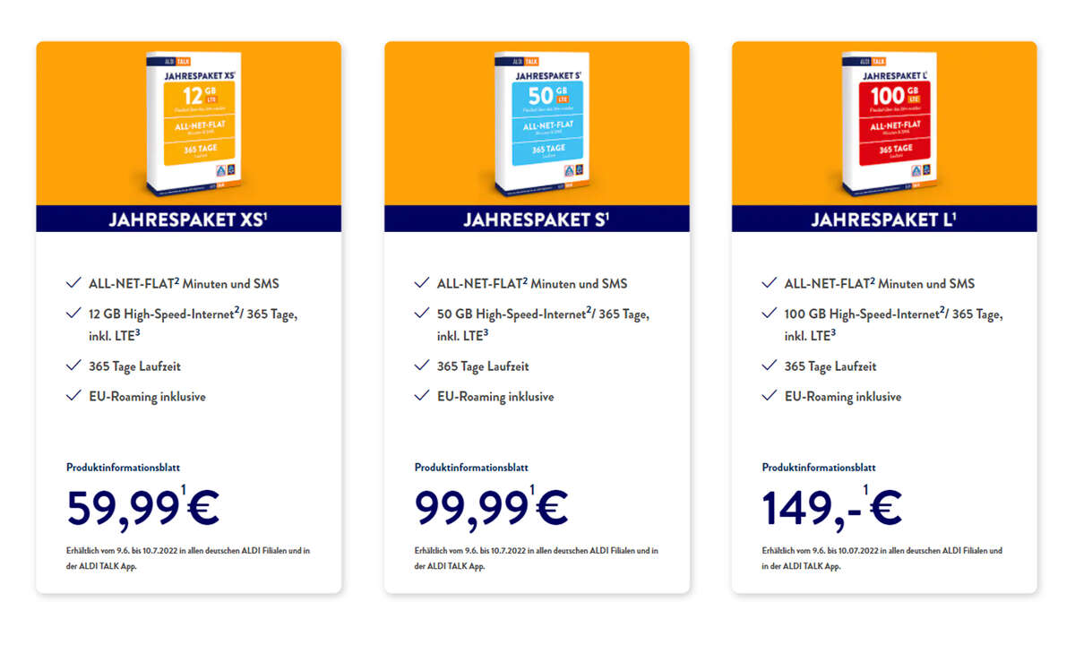 Aldi Talk Jahrespakete 2022