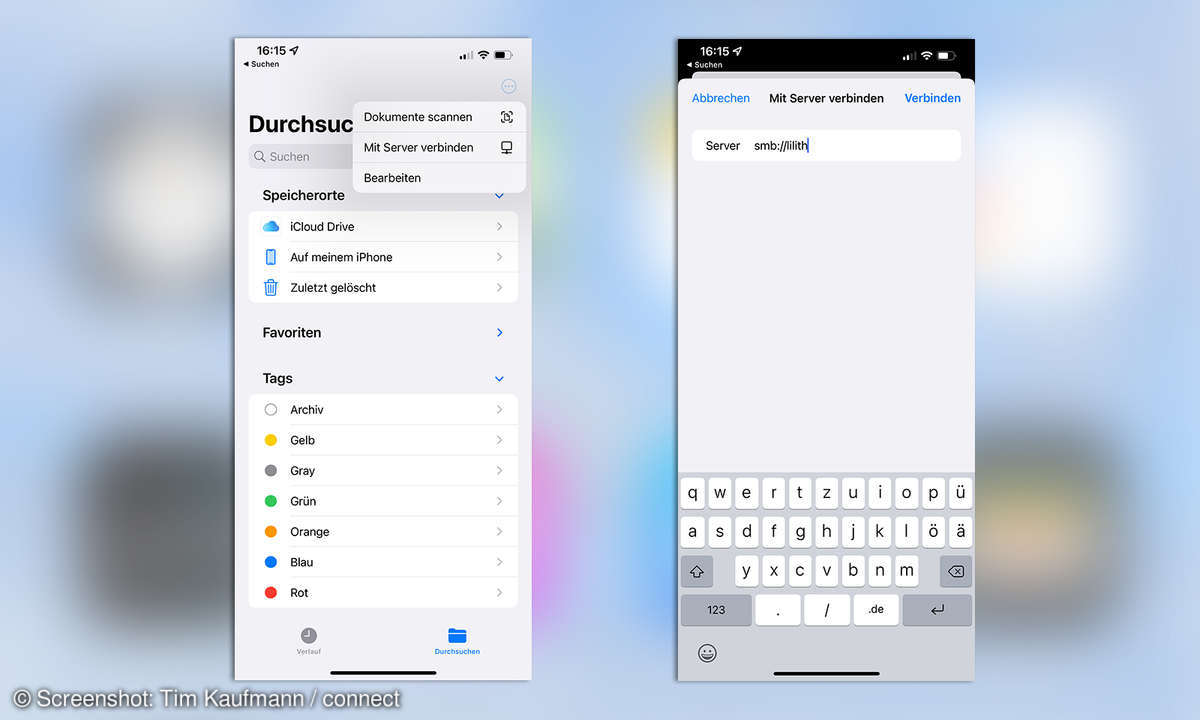 iOS Netzwerklaufwerk über Dateien-App verbinden