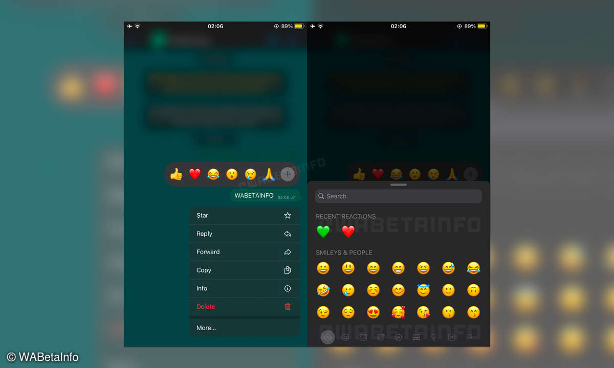 WhatsApp iOS-Beta Emoji-Reaktionen