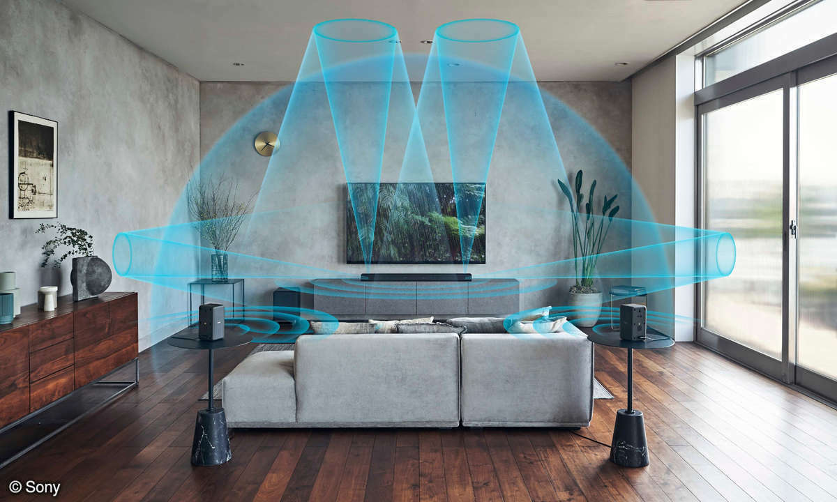 Mittels Schallreflexionen über Wände und Decke erzeugt Sonys 3D-Soundsystem eine raumfüllende Klangkulisse.