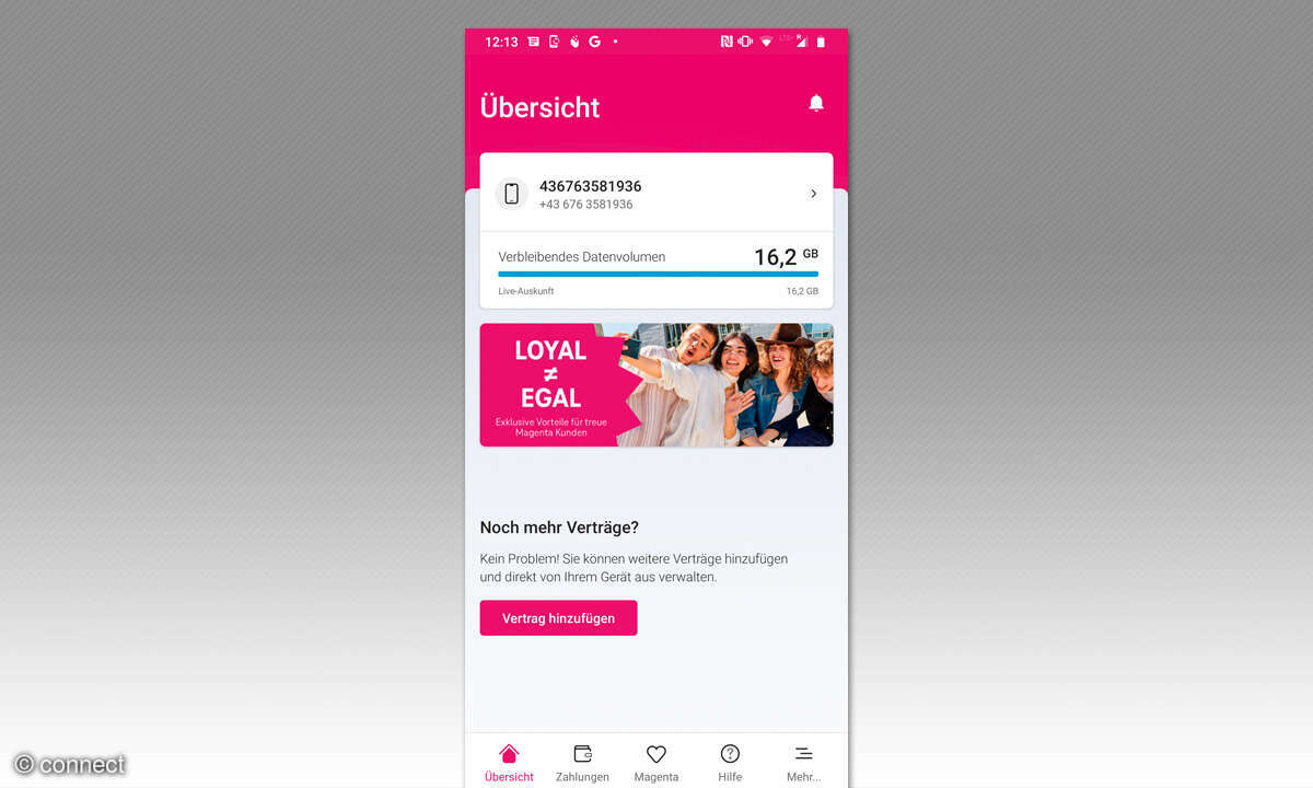 Service-App Test 2022 - Screenshots Mein Magenta Austria