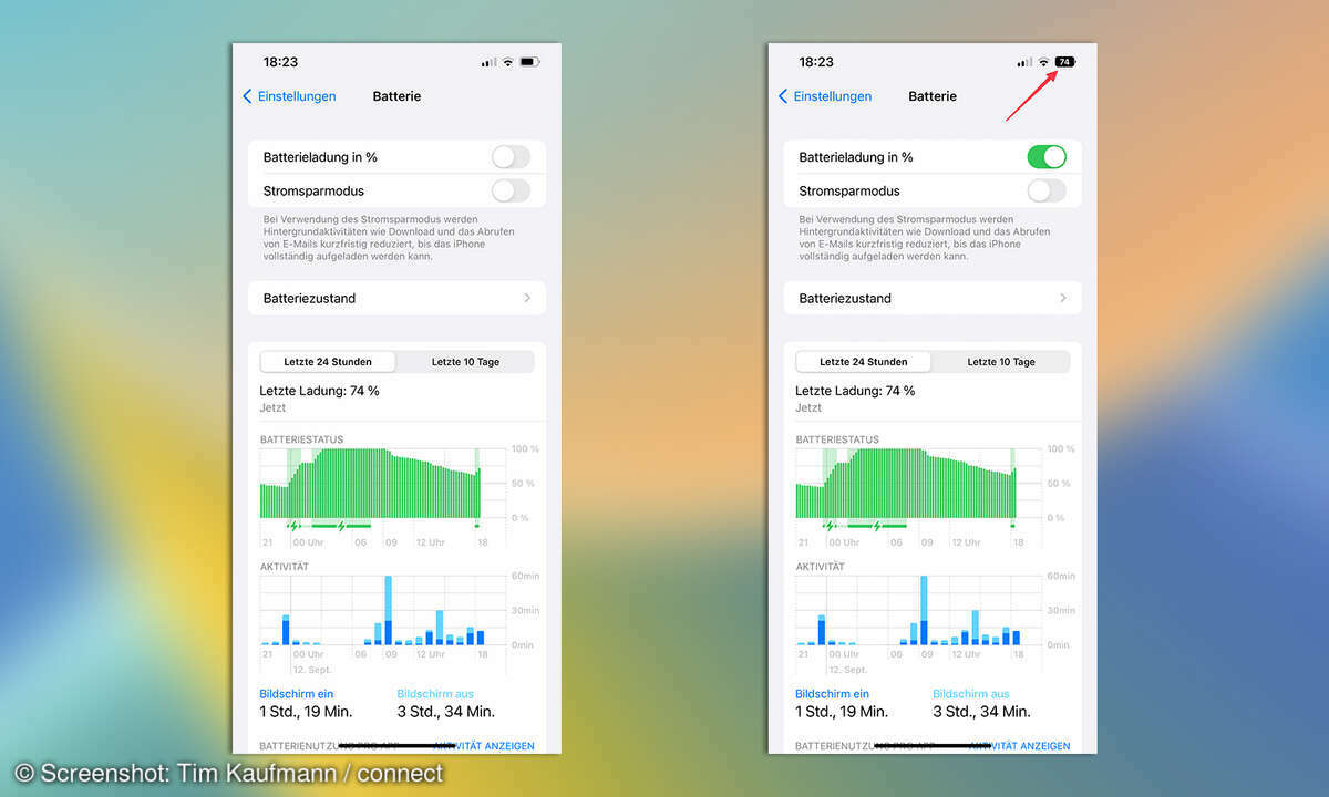 iOS 16 Akkuanzeige