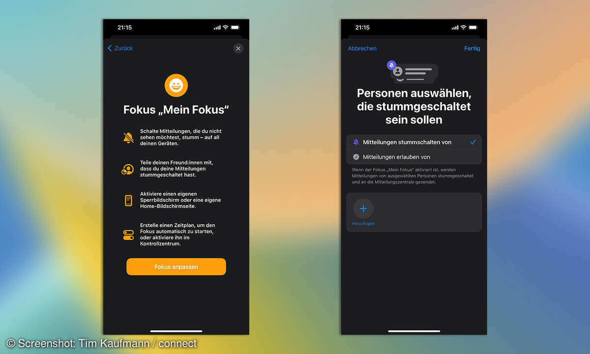 iOS 16 Fokus