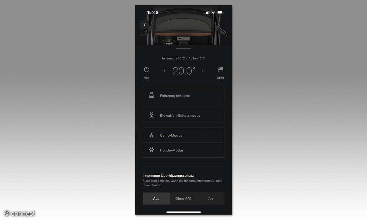 Tesla Model Y im Test: App Screenshot
