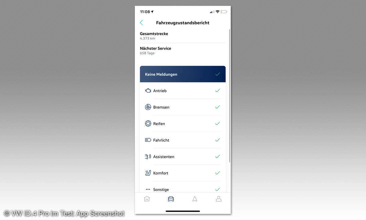 VW ID.4 Pro im Test: App Screenshot