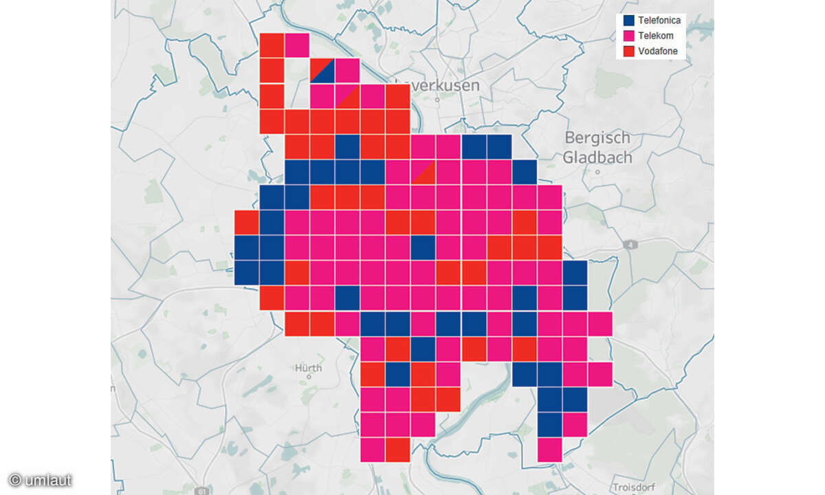 Mobilfunknetztest 2023: Evaluation Area Köln