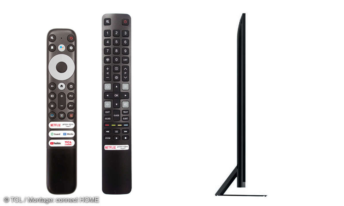 TCL 65C935 im Test: Fernbedienungen, TV Seiten-Ansicht