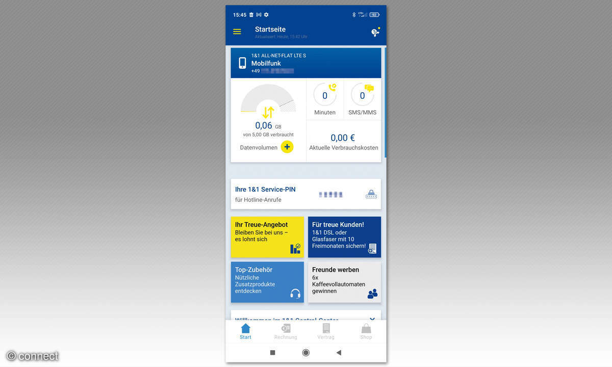 Service-App Test 2023 1&1 Screenshot