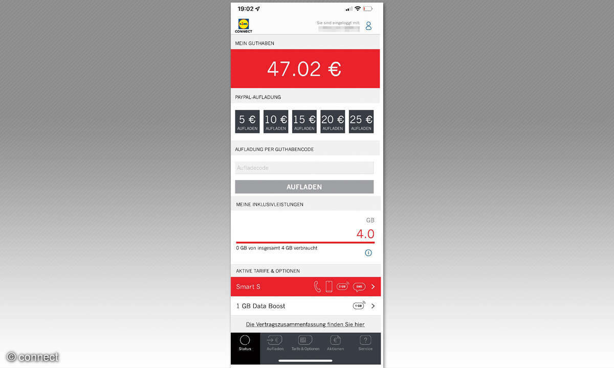 Service-App Test 2023 Lidl connect Screenshot