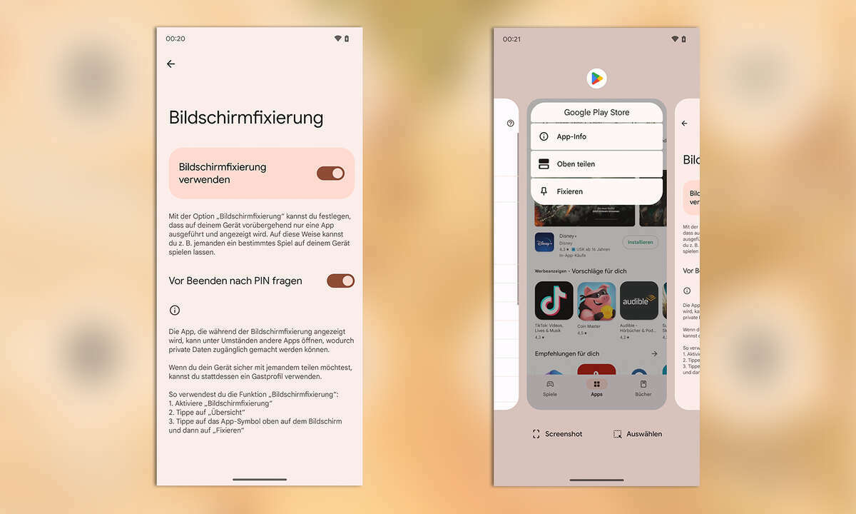Android-Sicherheit Bildschirmfixierung