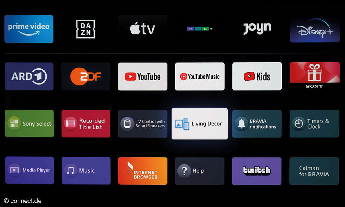 Sony XR-42A90K im Test: Screenshot Apps