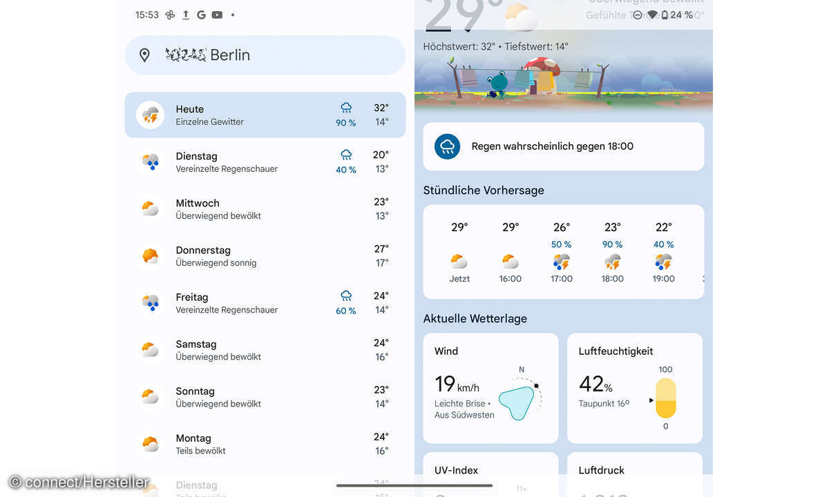 Google Pixel Fold Screenshot Wetter App