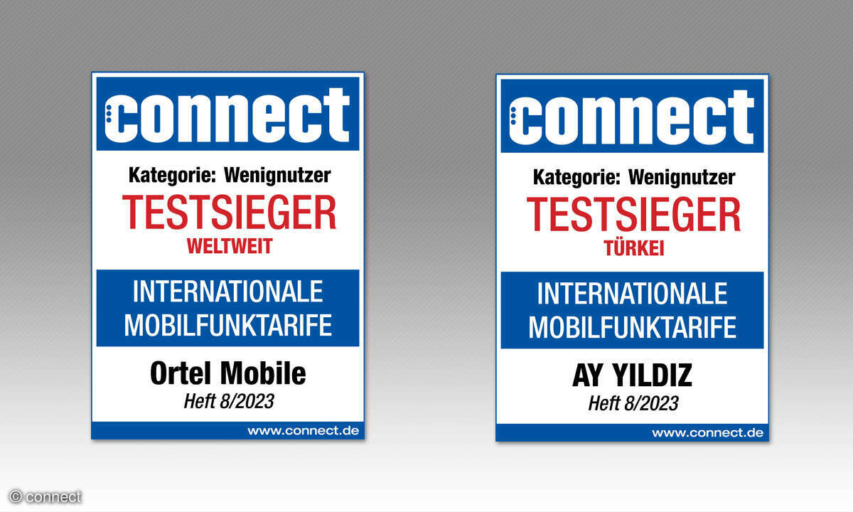 connect Siegel Internationale Mobilfunktarife Testsieger Wenignutzer Weltweit und Türkei