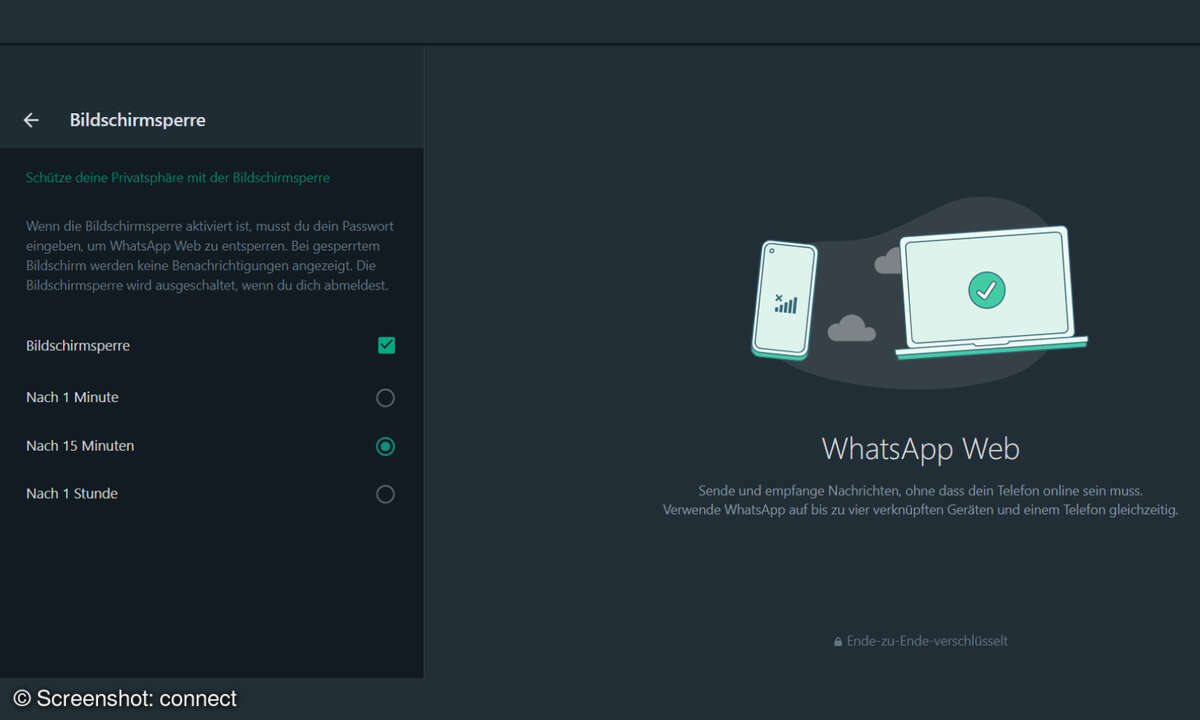 Whatsapp Web Beta: Bildschirmsperre