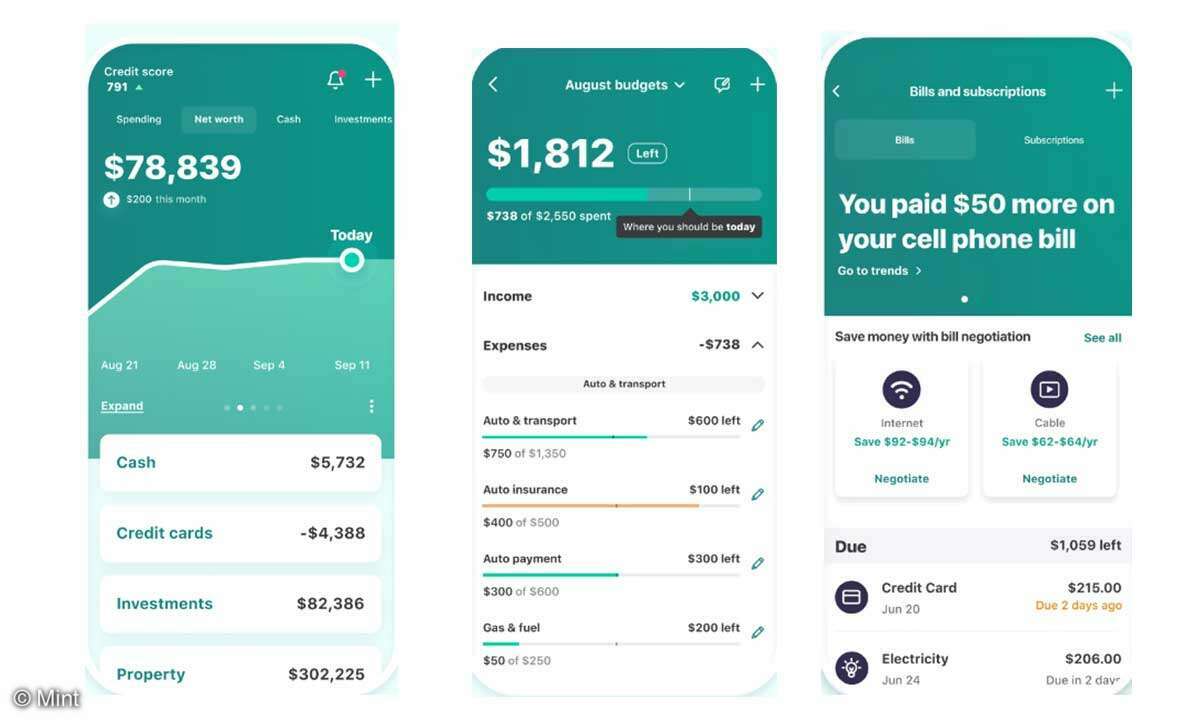 Screenshot der Oberfläche von Mint