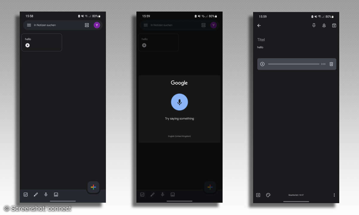Google Keep: Sprachmemo