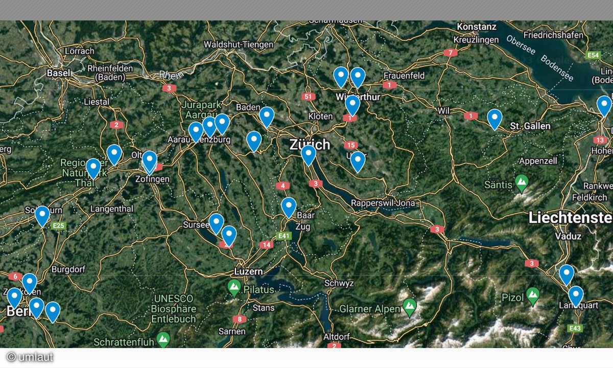 Ladenetztest 2023: Unsere Testrouten - Schweiz