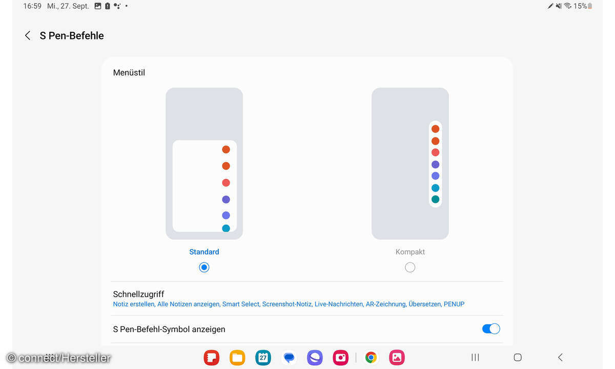 Samsung Galaxy Tab S9 S Pen Einstellungsmenü