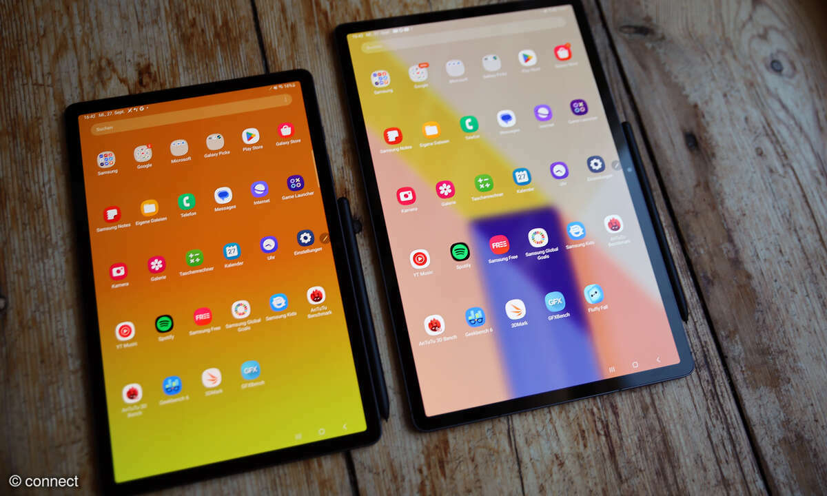 Samsung Galaxy Tab S9 und S9+ Vorderansicht Größenvergleich