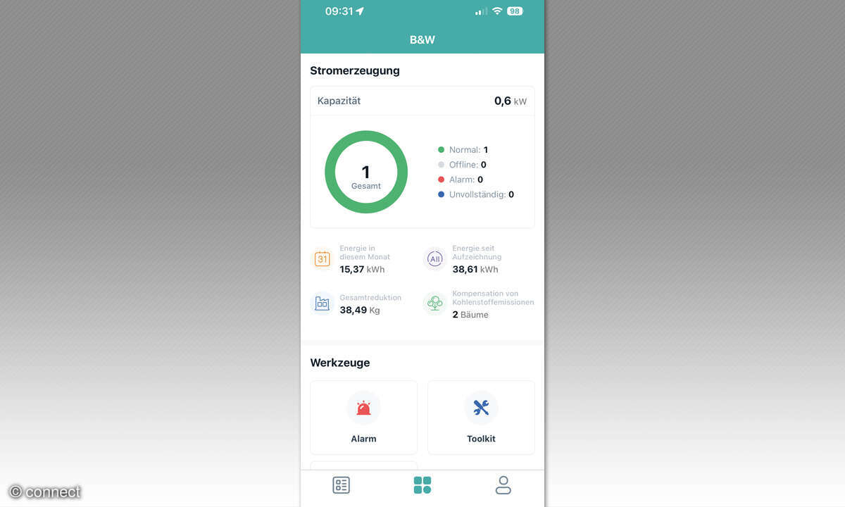 Myvoltaics MyCarport im Test: App Screenshot