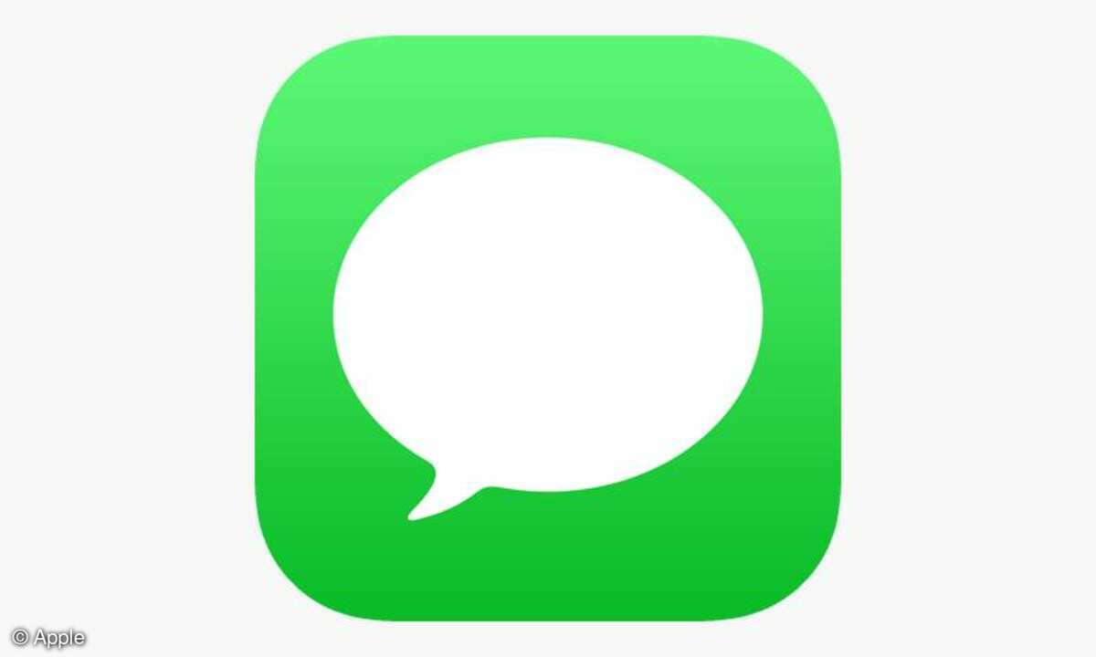iMessage-Logo von Apple, weiße Sprechblase in einem grünen Quadrat.